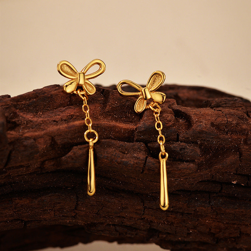 “Butterfly Drop” S925 Sterling Silver Butterfly Dangle Stud Earrings