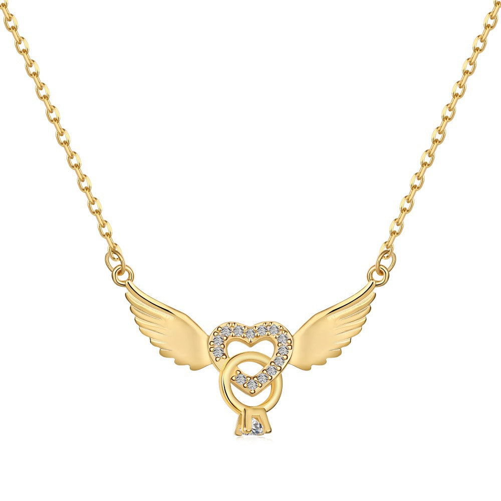 925 Sterling Silver Winged Heart Pendant Necklace