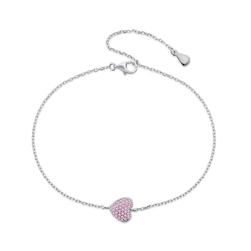 Candy Heart Zircon Charm Bracelet in S925 Sterling Silver