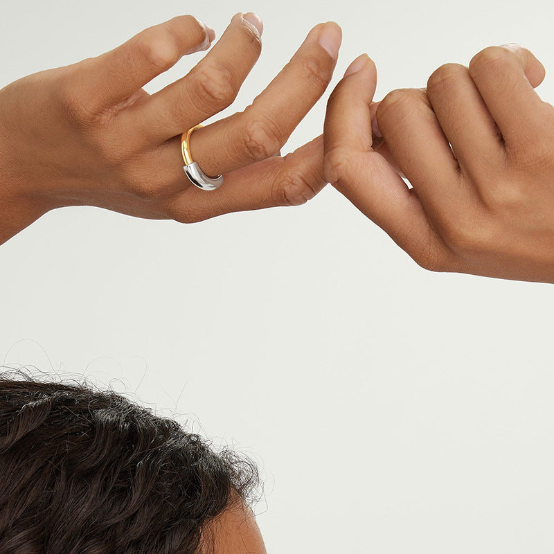 “Dual Essence” S925 Sterling Silver Two-Tone Minimalist Ring