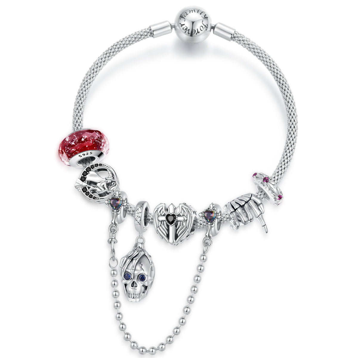 “Dark Harvest” S925 Sterling Silver Halloween Bead Bracelet Set
