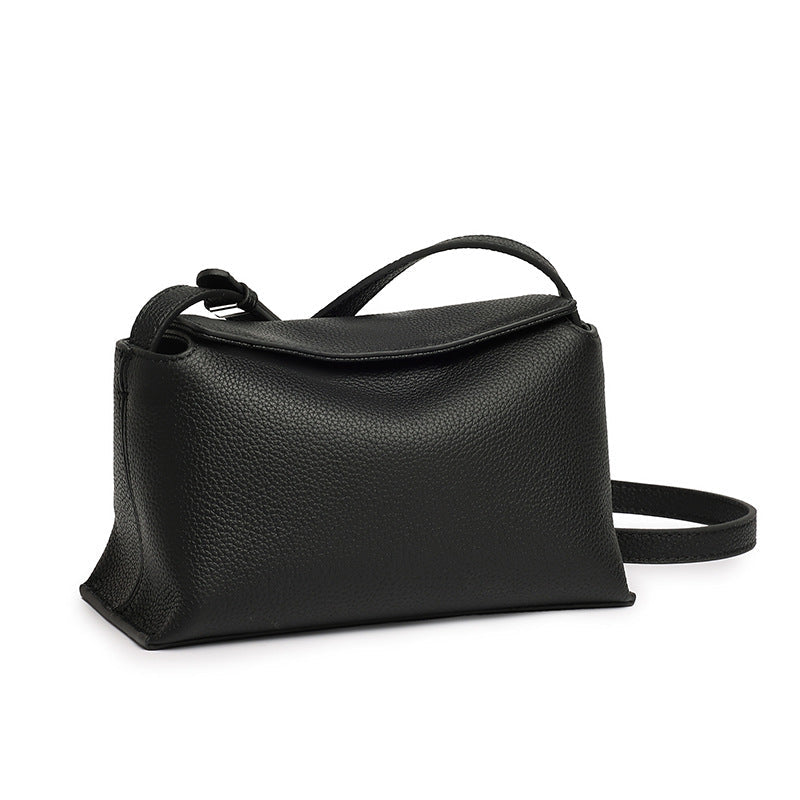 Women's Pebbled Cowhide Flap Crossbody Bag with Hidden Clasp