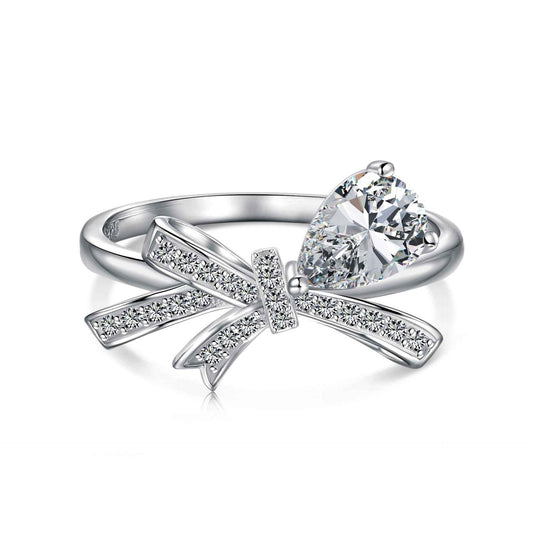 925 Sterling Silver Pear Cut Bow Ring – Ribbon Elegance
