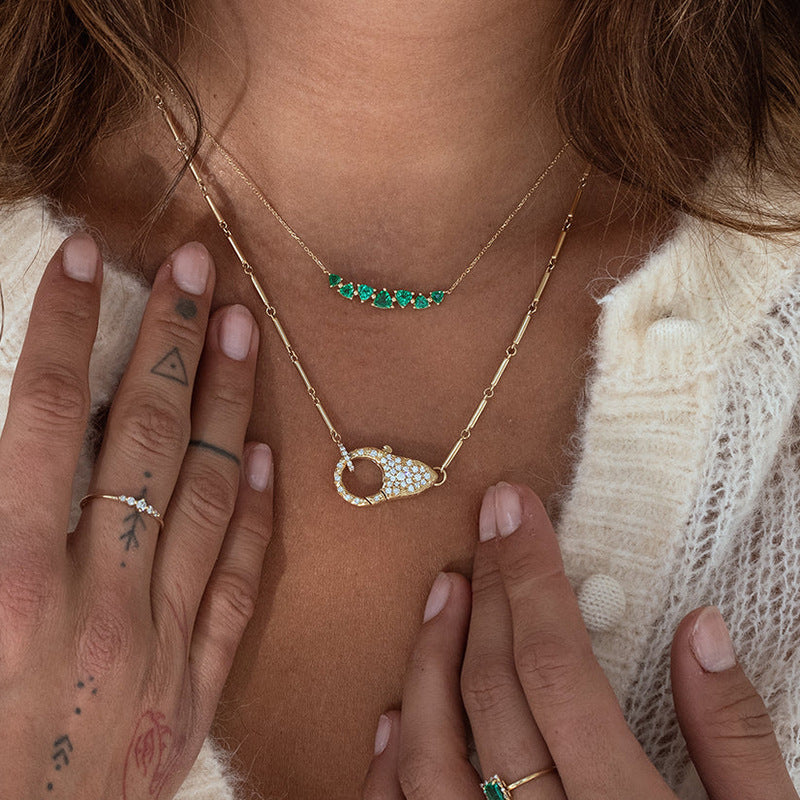 “Prism Pop” S925 Sterling Silver Multicolor Zircon Triangle Necklace