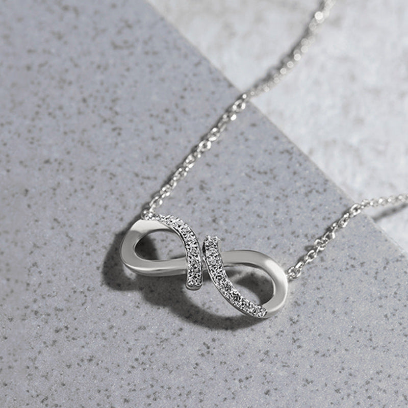 “Infinity Muse” S925 Sterling Silver Geometric Infinity Pendant Necklace