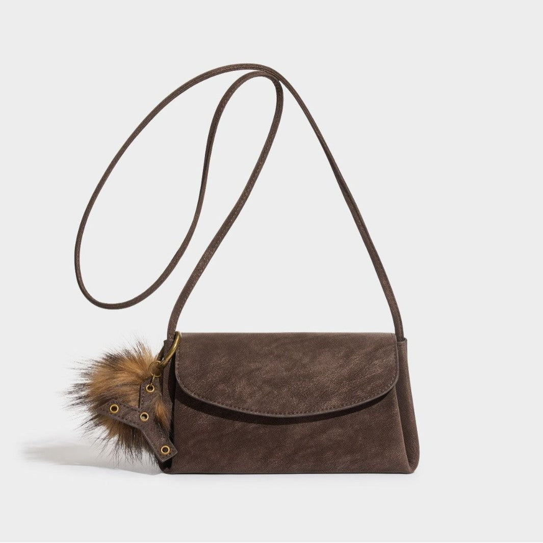 Women's Matte Cowhide Trapezoid Bag with Sculpted Handle