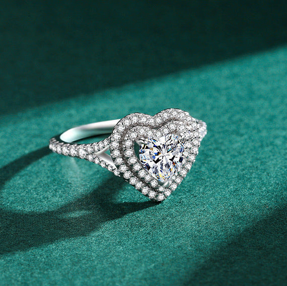 Royal Heart Halo Heart Cut Halo Ring in 925 Sterling Silver