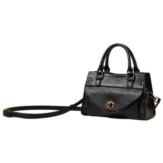 Women's Oil-Waxed Cowhide Turnlock Mini Top Handle Bag
