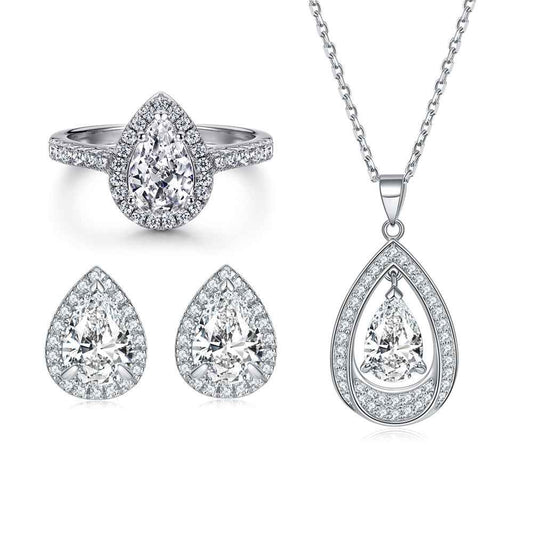 925 Sterling Silver Teardrop Zircon Jewelry Set – Teardrop Radiance