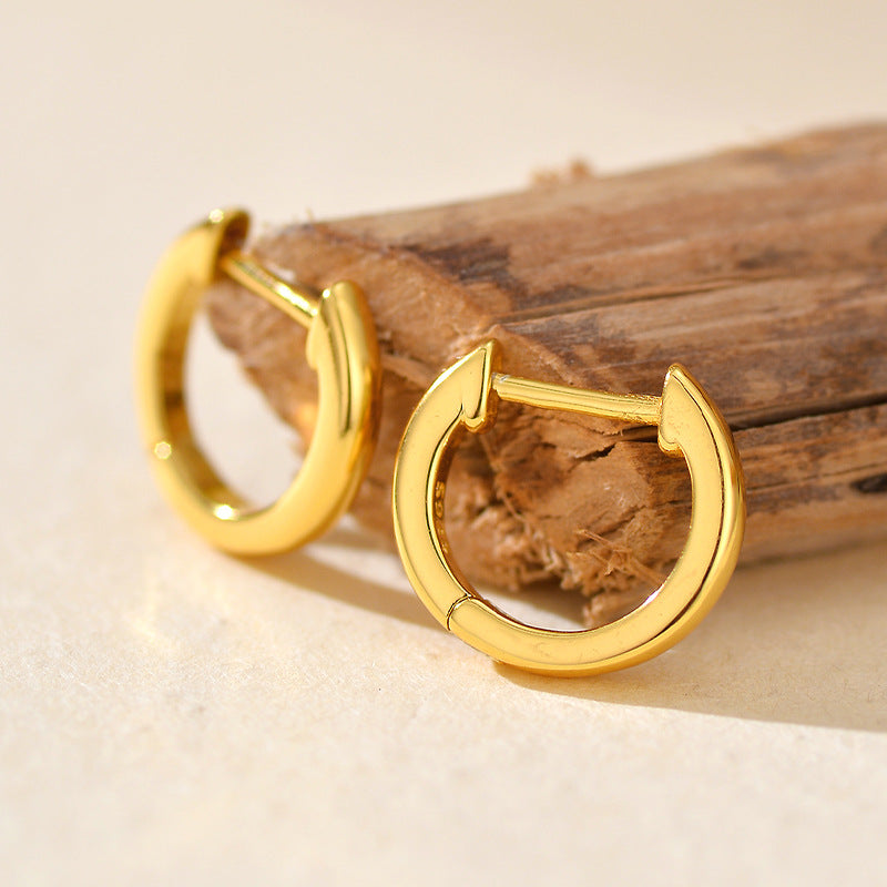 “Classic U Muse” S925 Sterling Silver Minimalist U-Shaped Hoop Earrings