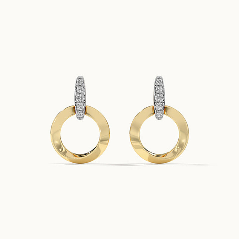 “Vintage Orbit” S925 Sterling Silver Round Stud Earrings with Sparkling Accents