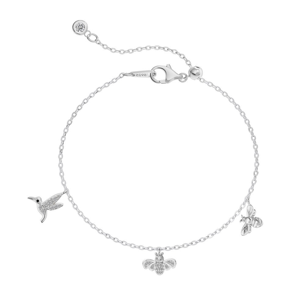 “Firefly Hummingbird” S925 Sterling Silver Zircon Necklace & Bracelet Set