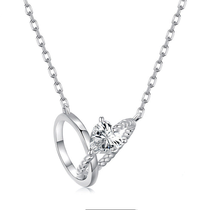 925 Sterling Silver Double Ring Pendant Necklace