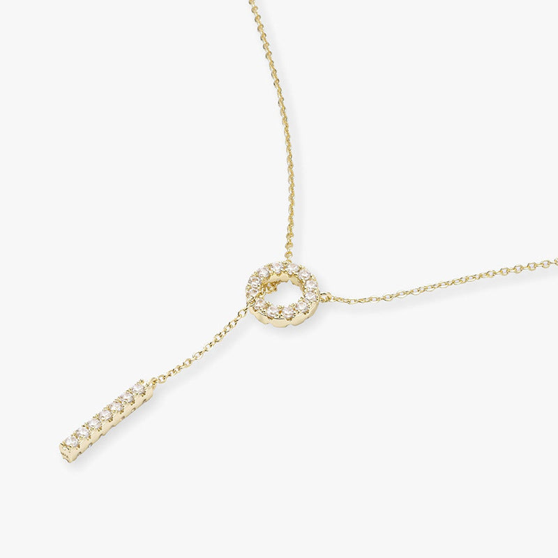 “Lumiere Line” S925 Sterling Silver Zircon Geometric Sweater Necklace