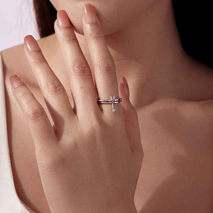 925 Sterling Silver Arrow Open Adjustable Ring