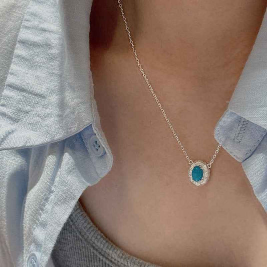 S925 Sterling Silver Textured Heart Necklace Zircon Adjustable Chain
