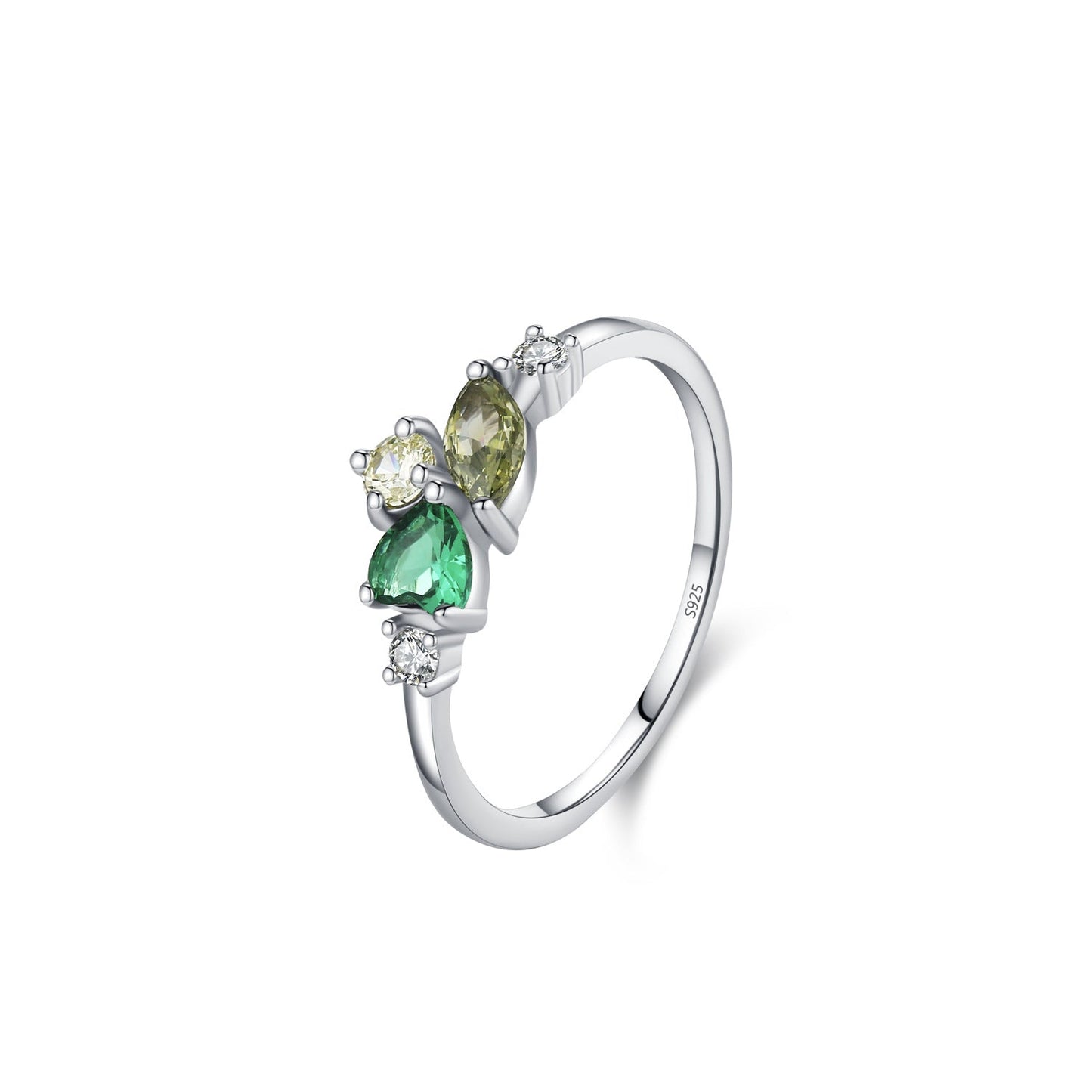 Forest Prism Multi Color Zircon Ring 925 Sterling Silver
