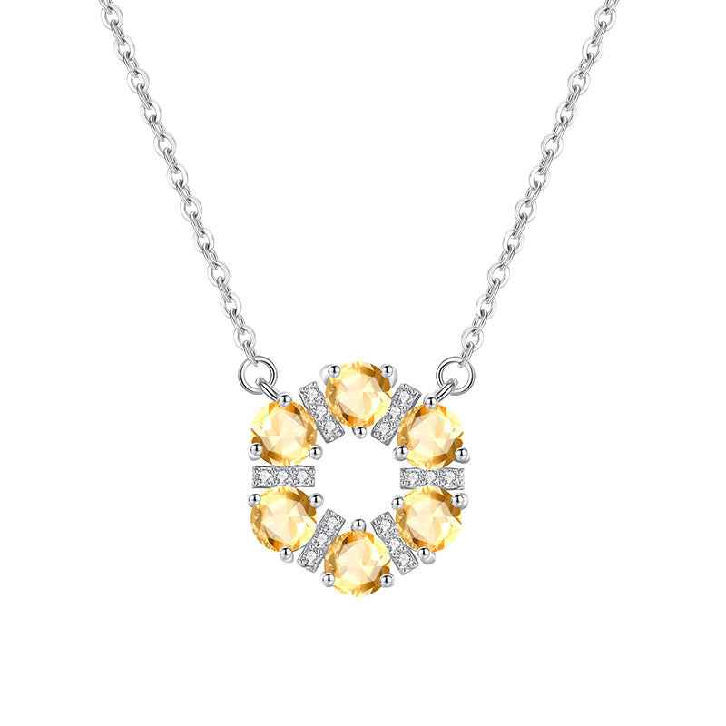 Crystal Wreath S925 Sterling Silver Natural Crystal Halo Necklace