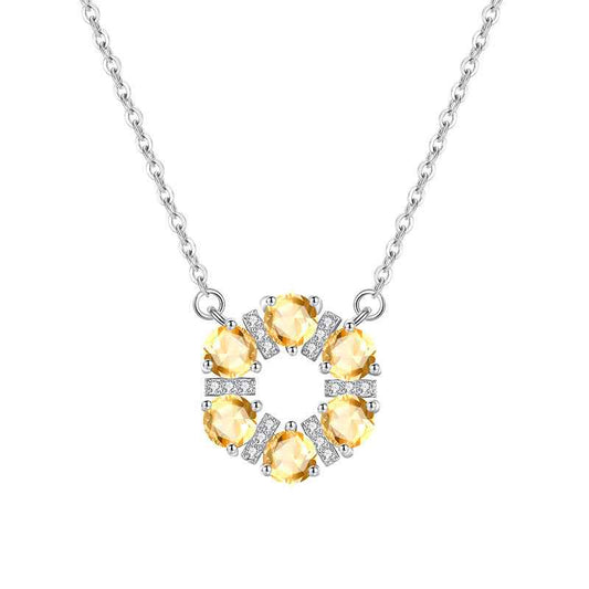 Crystal Wreath S925 Sterling Silver Natural Crystal Halo Necklace