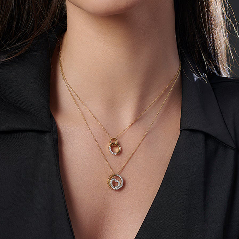 “Mobius Duo” S925 Sterling Silver Double Circle Necklace