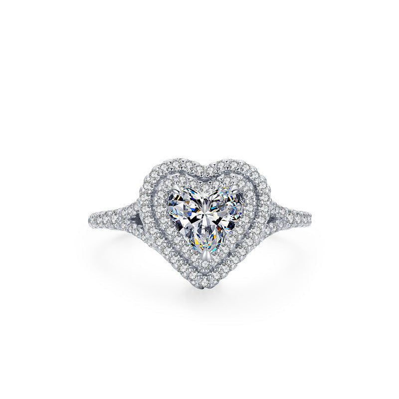 Royal Heart Halo Heart Cut Halo Ring in 925 Sterling Silver