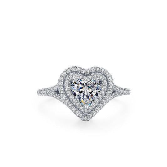 Royal Heart Halo Heart Cut Halo Ring in 925 Sterling Silver