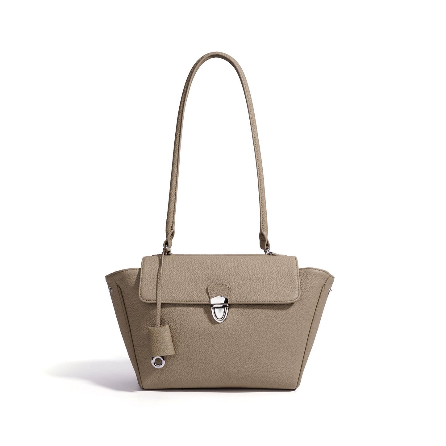 Women's Pebbled Cowhide Winged Flap Tote with Detachable Strap
