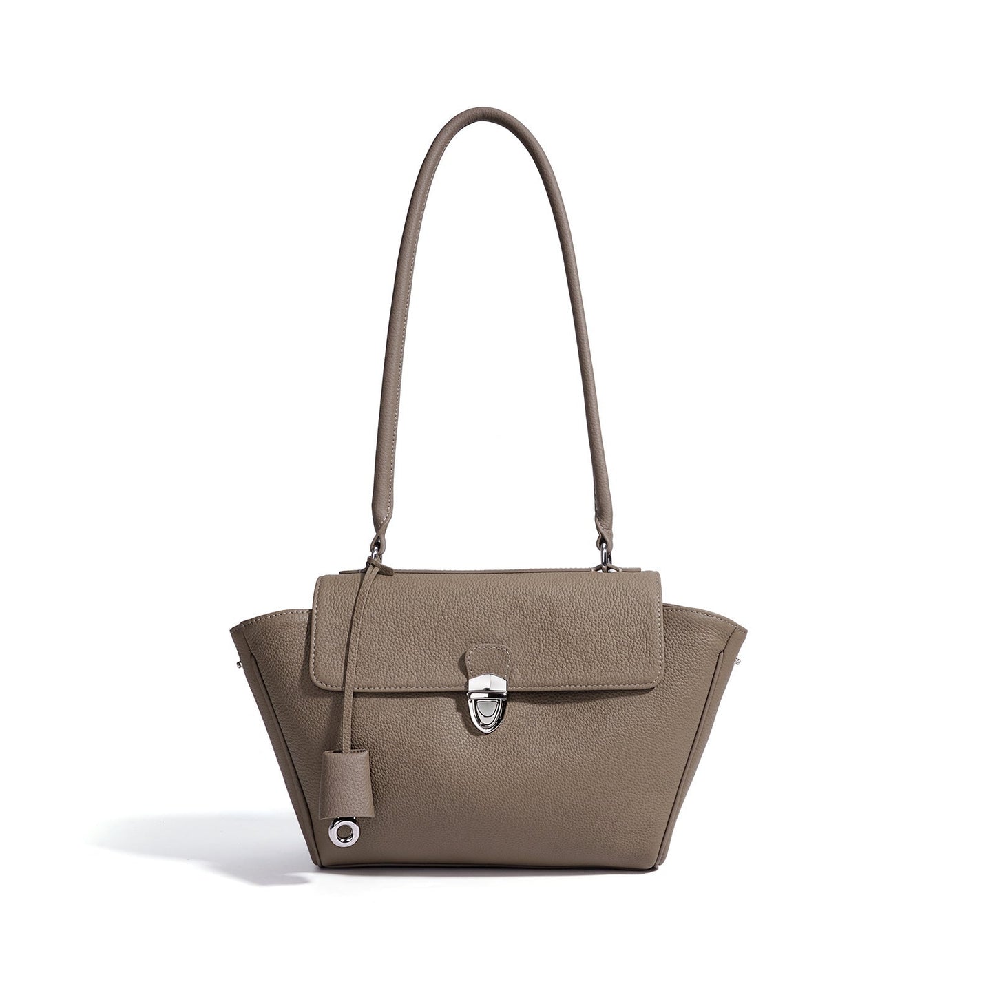 Women's Pebbled Cowhide Winged Flap Tote with Detachable Strap