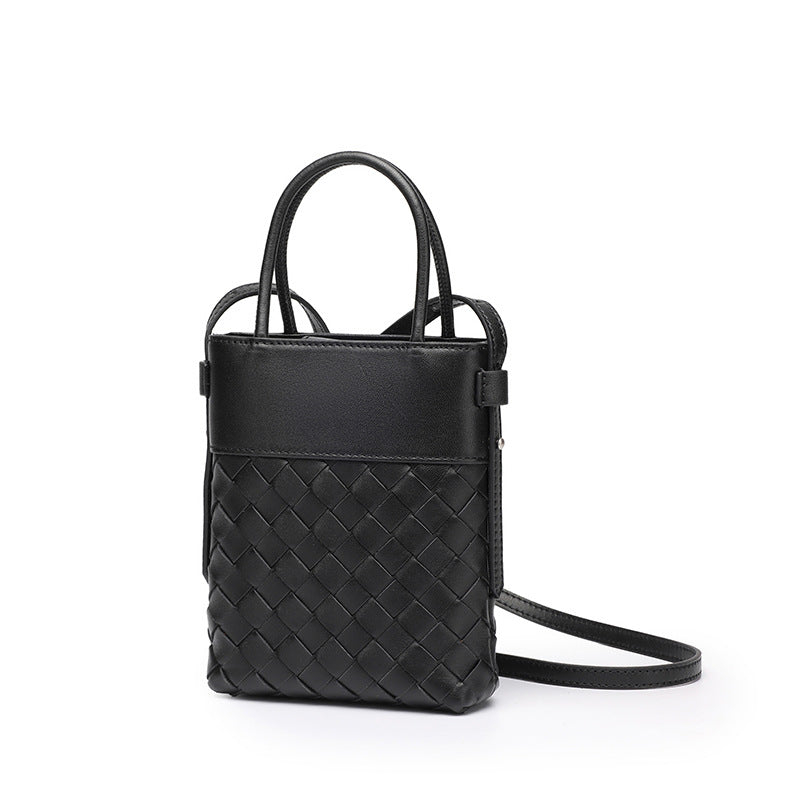 Women's Woven Lambskin Mini Tote with Adjustable Strap