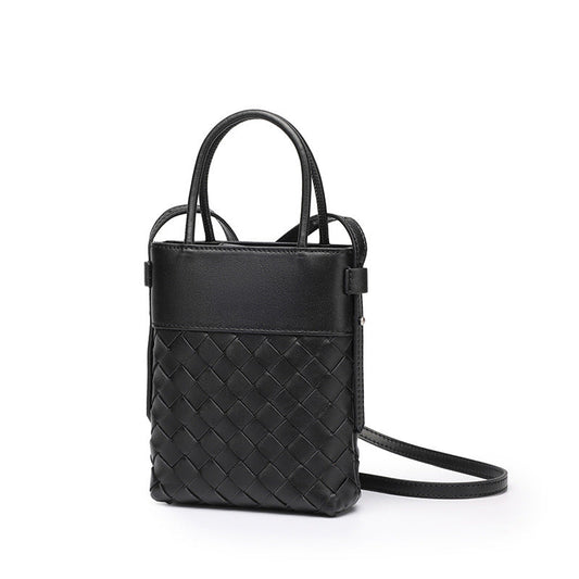 Women's Woven Lambskin Mini Tote with Adjustable Strap