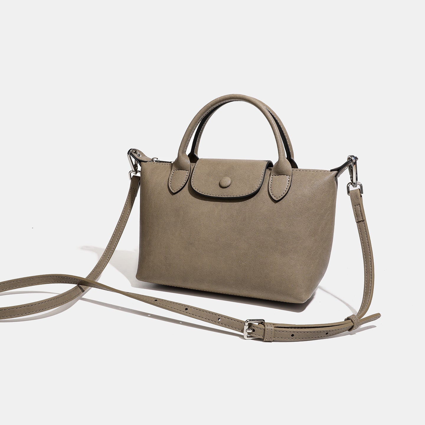 Women's Genuine Leather Dumpling Bag with Detachable Strap