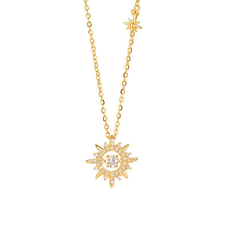 Solaris Bloom S925 Sterling Silver Dancing Sun Zircon Necklace