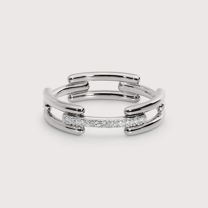 “Lumiere Loop” S925 Sterling Silver Irregular Zircon Ring