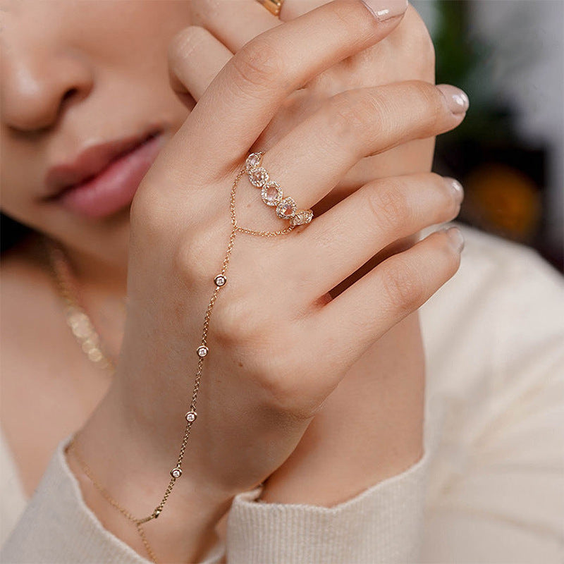 “Linked Muse” S925 Sterling Silver Hand-to-Finger Chain Bracelet