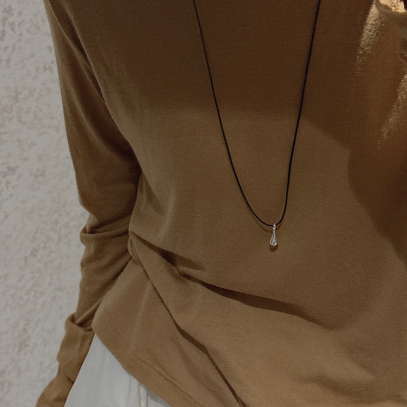 “Teardrop Flow” S925 Sterling Silver Adjustable Long Teardrop Necklace