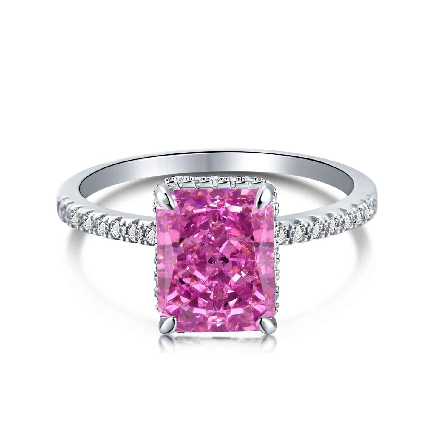 925 Sterling Silver Rectangular Color Zircon Ring – Prism Royale