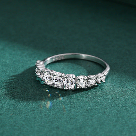 925 Sterling Silver Round Cluster Band Ring