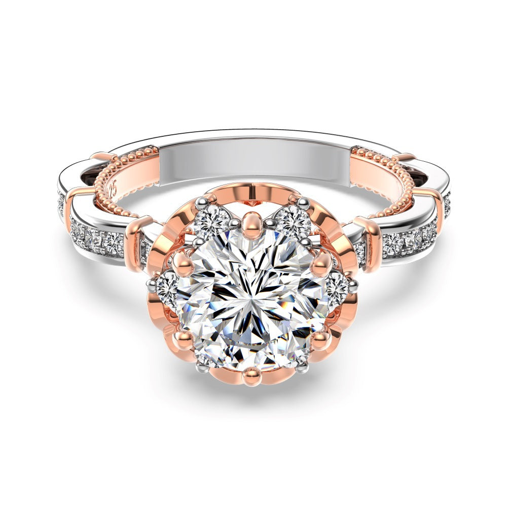 925 Sterling Silver 8mm Cubic Zirconia Crown Engagement Ring – Rosé Crown