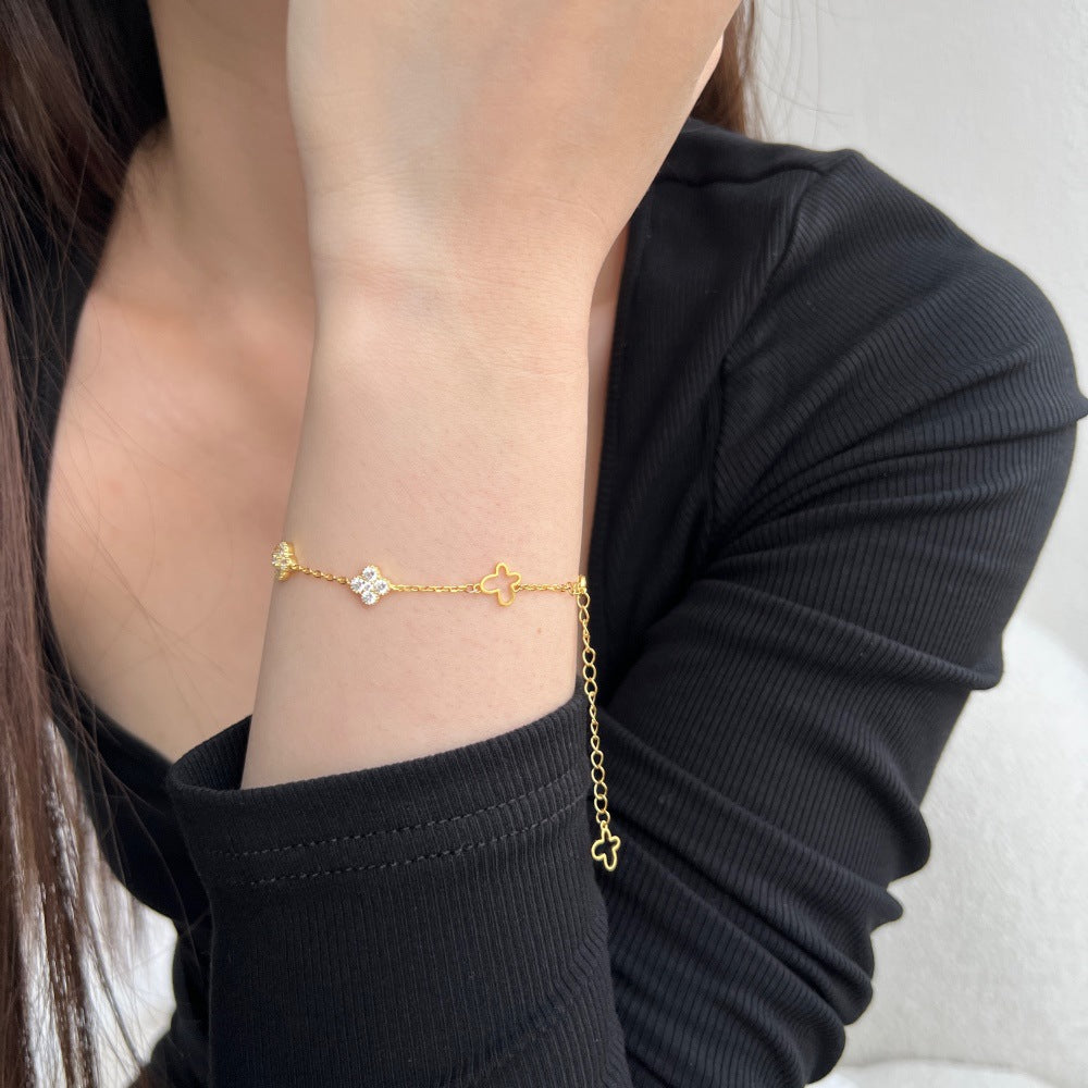 925 Sterling Silver Clover Zircon Bracelet – Lucky Clover Waltz