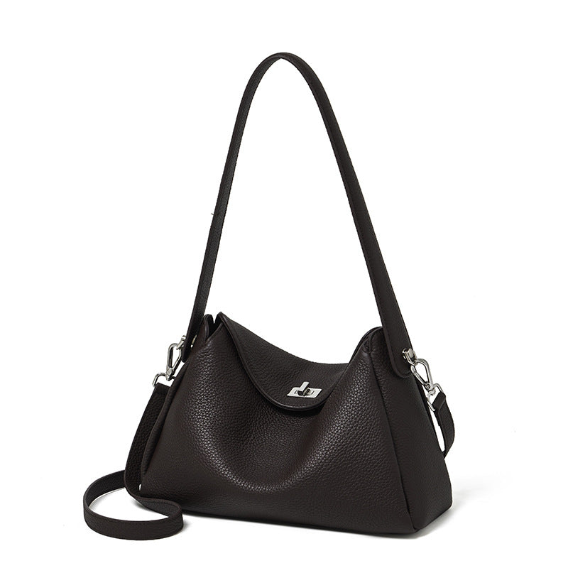 Women's Lychee-Grain Cowhide Convertible Hobo Bag