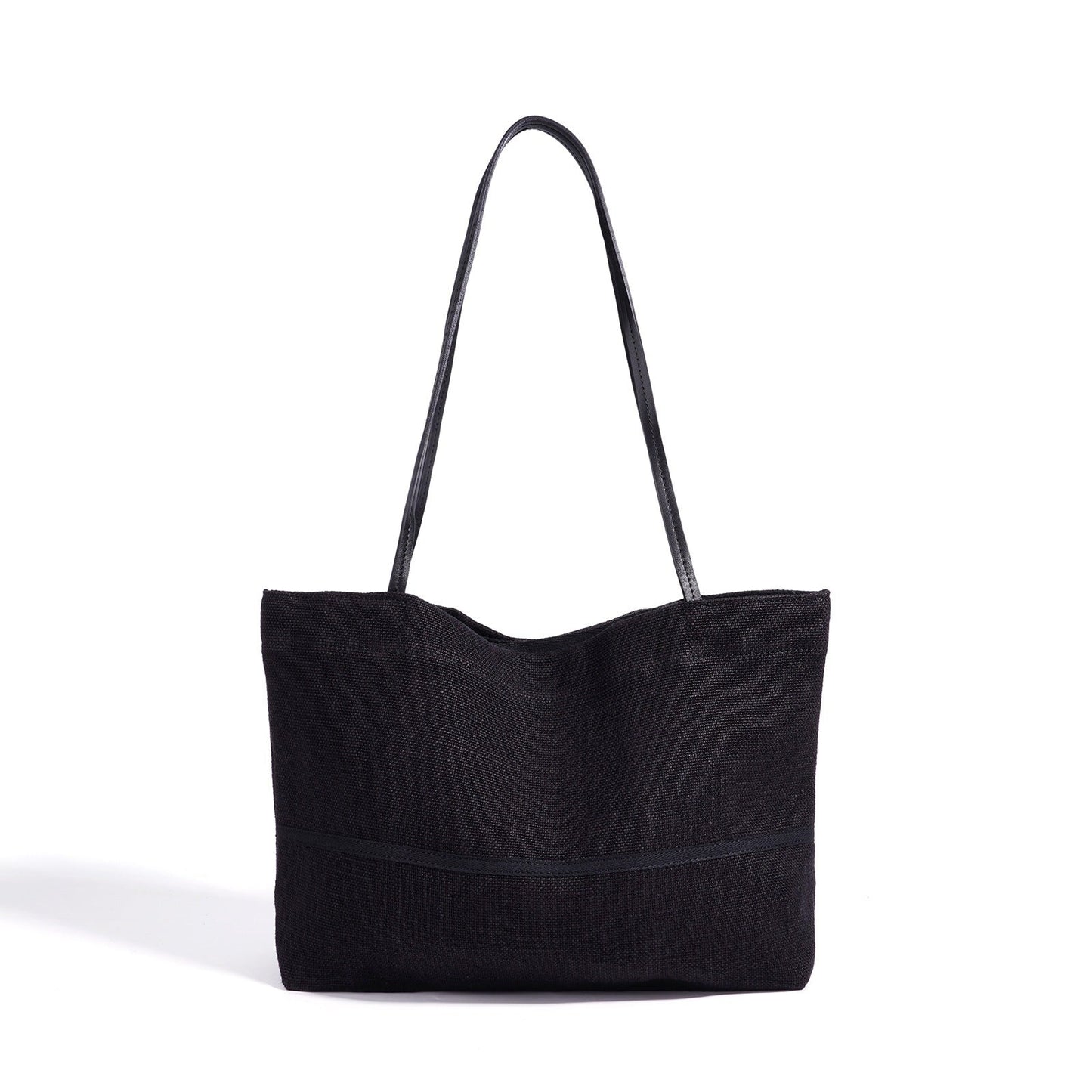 Women's Linen Tote Bag with Structured Base and Wide Straps