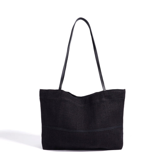 Women's Linen Tote Bag with Structured Base and Wide Straps
