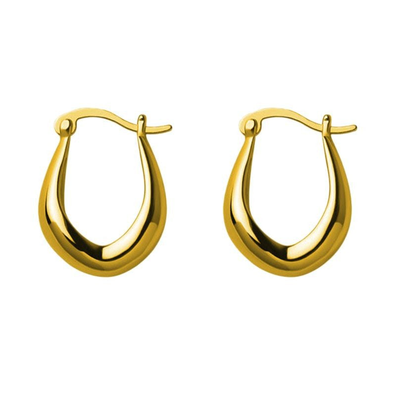 “Polished Arc” S925 Sterling Silver U-Shaped Hoop Earrings