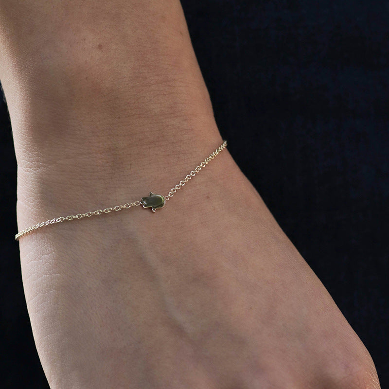 “Heartline Curve” S925 Sterling Silver Geometric Heart Bracelet