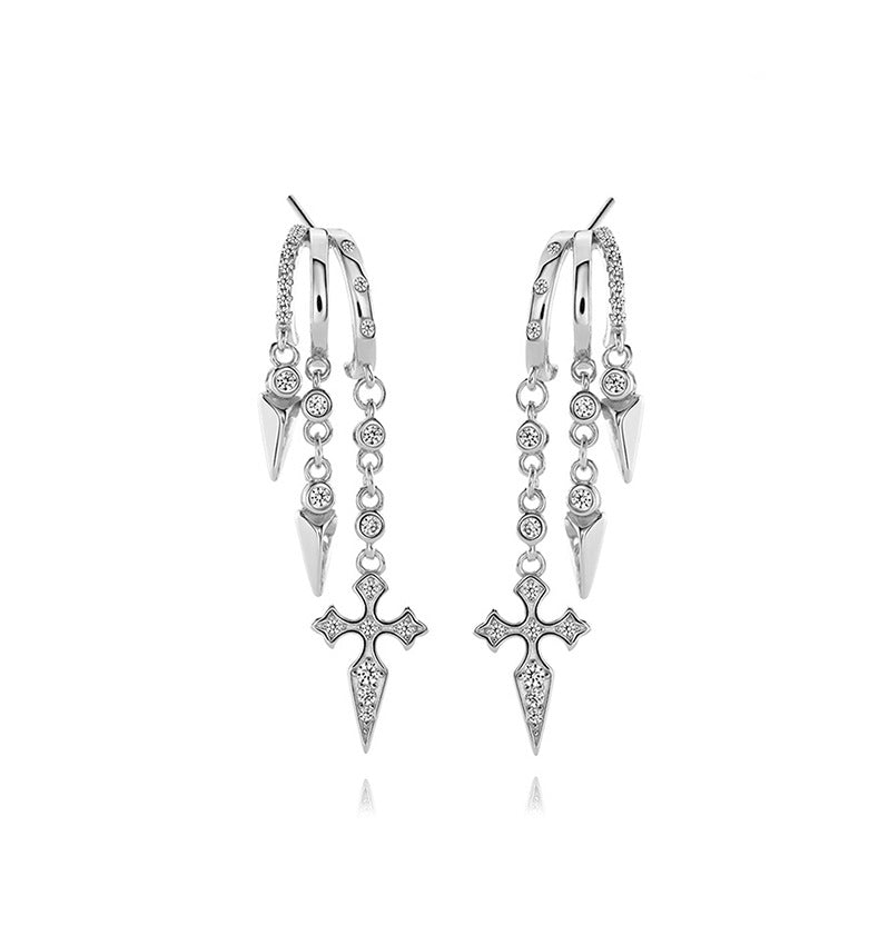 “Star Stud Edit” S925 Sterling Silver Geometric Stud Earrings with Sparkling Accents