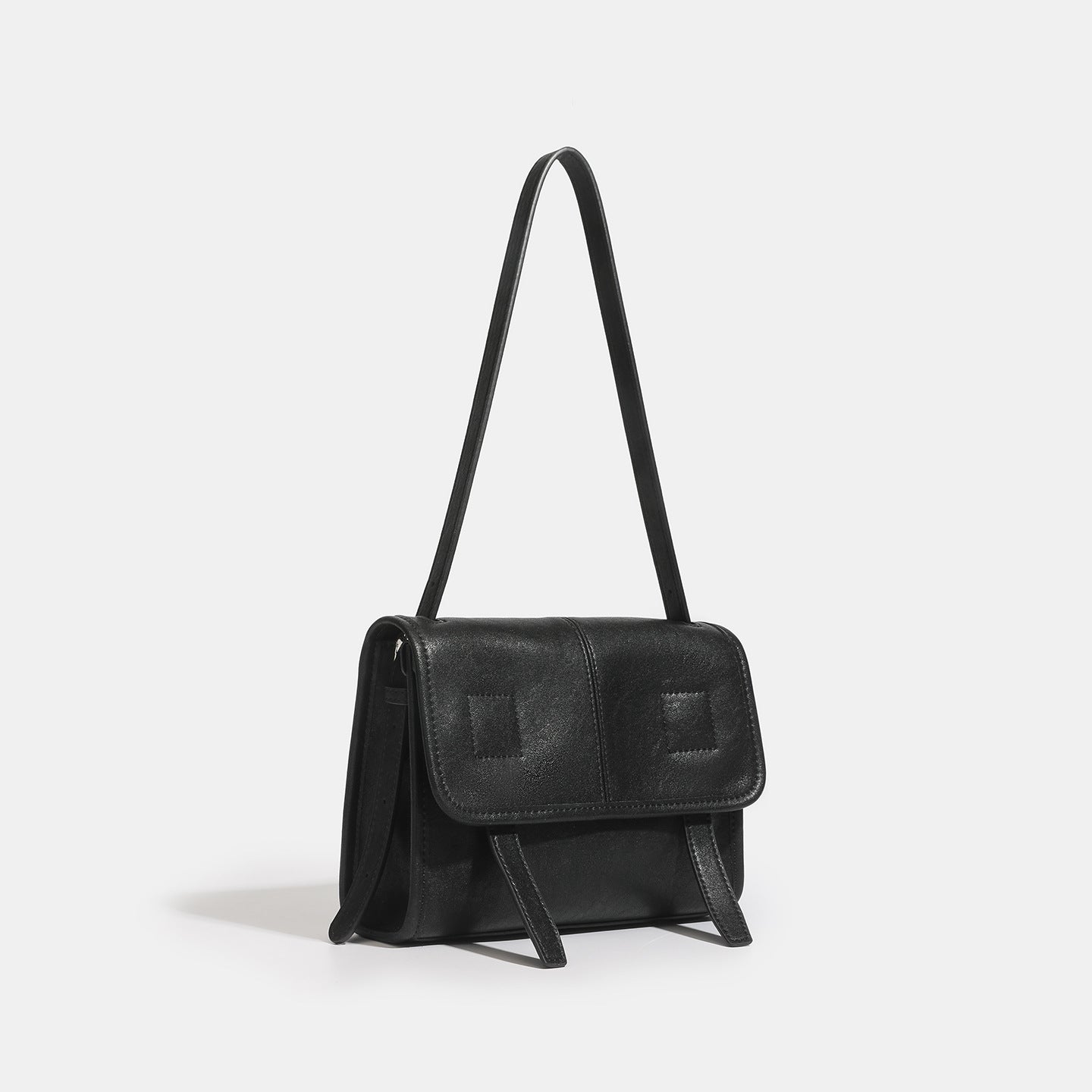 Women's Textured Cowhide Flap Messenger Bag with Dual Straps