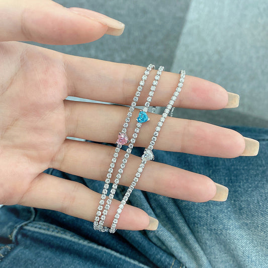 “Heart in Motion” S925 Sterling Silver 8A Ice-Flower Cut Zircon Tennis Bracelet