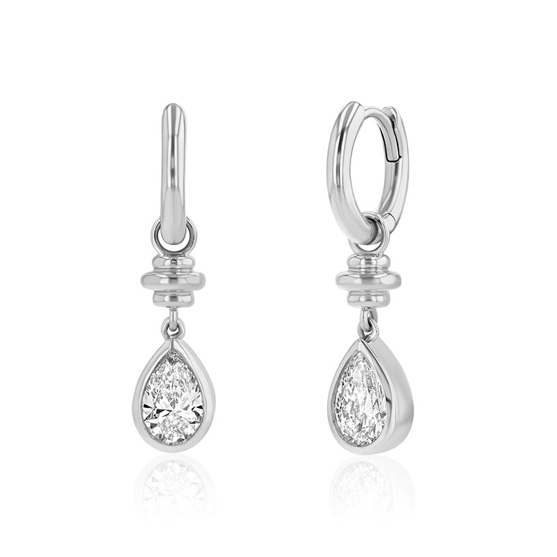 “Dewdrop Elegance” S925 Sterling Silver Teardrop Zircon Earrings
