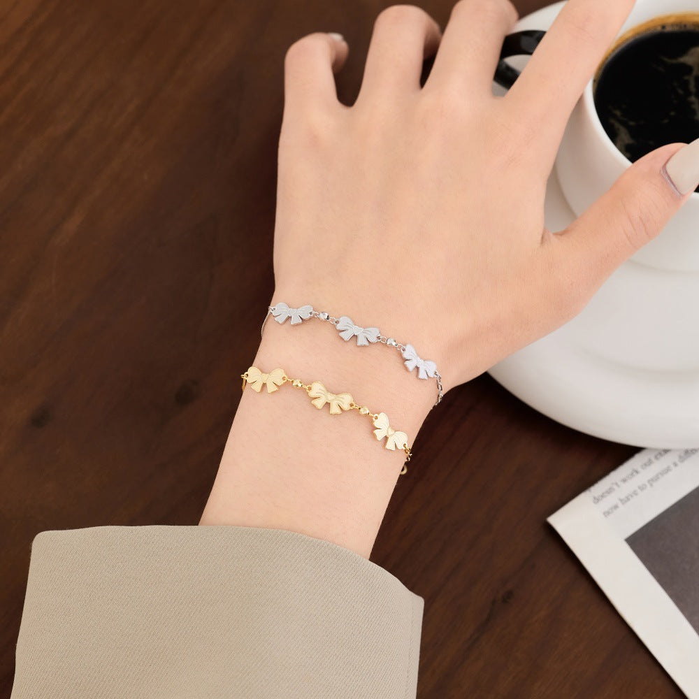 925 Sterling Silver Bow Bracelet with Adjustable Chain – Bowline Charm