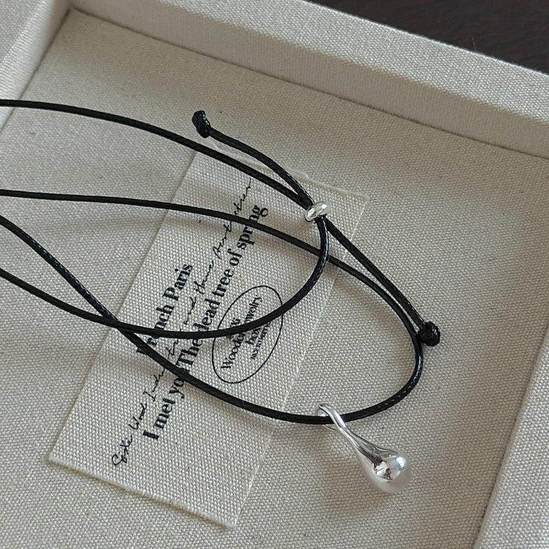 “Teardrop Flow” S925 Sterling Silver Adjustable Long Teardrop Necklace